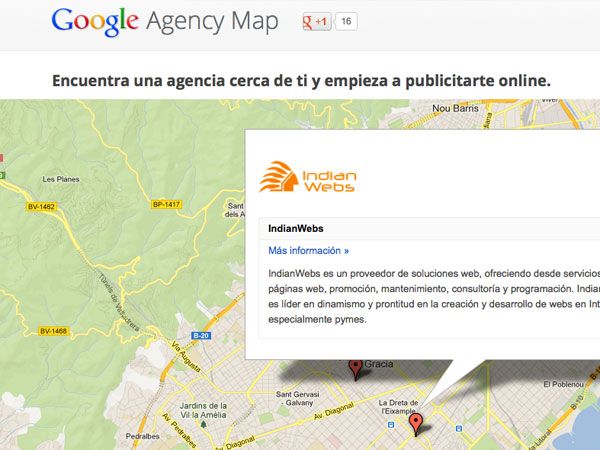 IndianWebs présent sur Google Agency Maps