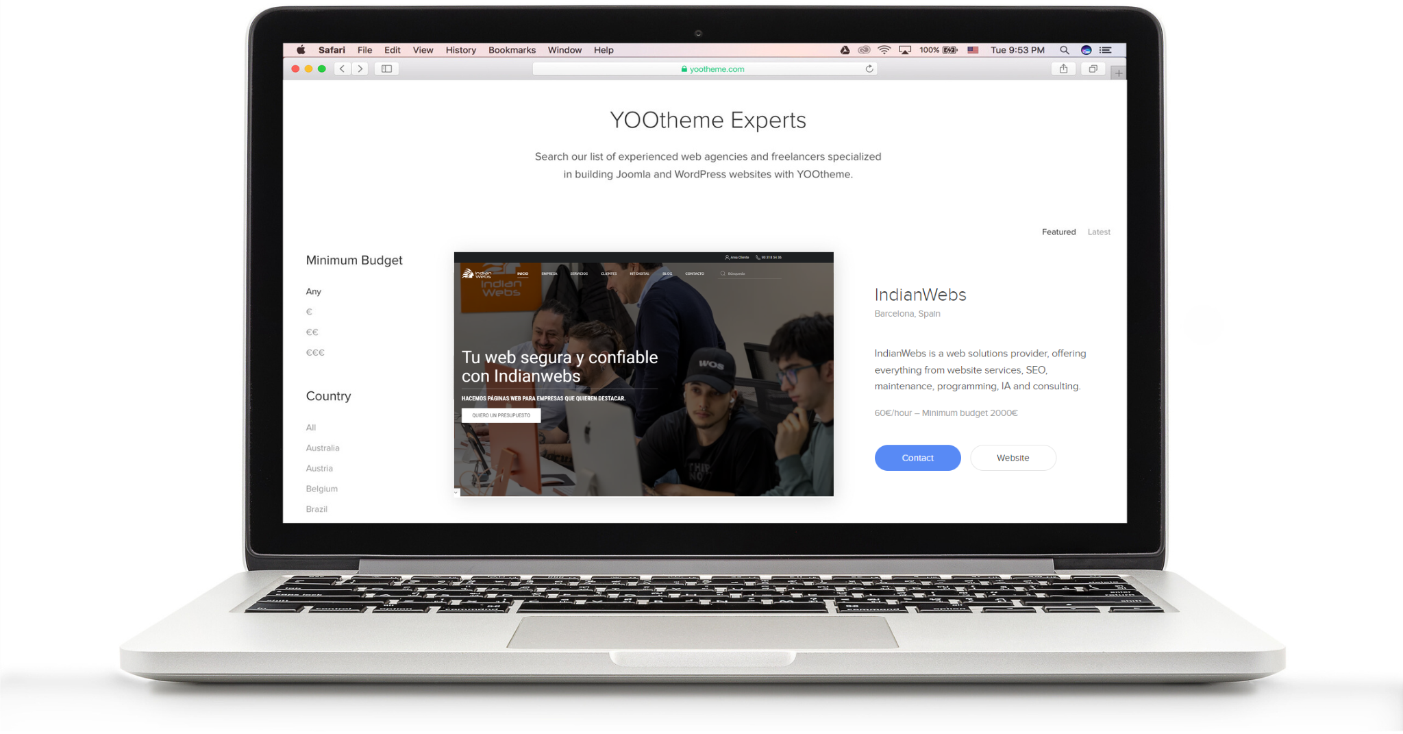 ¡IndianWebs entra en la élite de agencias europeas expertas en Yootheme!